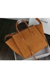 Imitation Celine Luggage Phantom Bag Suede Leather Ci3341 Wheat VS02960
