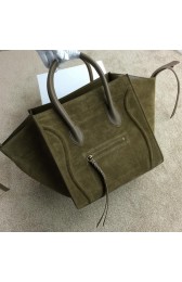Imitation Celine Luggage Phantom Bags Nubuck Leather 99013 Khaki VS02636