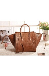 Imitation Celine Luggage Phantom Square Tote Bag 3341 in Camel Crocodile Leather VS04088