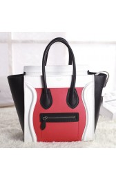 Imitation Celine Micro Luggage 3307 in Red with White and Black Original Leather YD VS09485