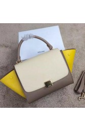 Imitation Celine mini Trapeze Bag Original Nubuck Leather CTA3345 OffWhite&Khaki&Yellow VS09576