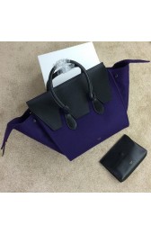 Imitation Celine Tie Top Handle Bags Flannelette Leather 98314 Violet VS02896