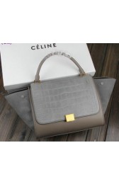 Imitation Celine Trapeze Bag Croco Leather CT3342 Grey VS02460