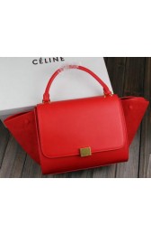 Imitation Celine Trapeze Bag Suede Leather C3342 Red VS00726