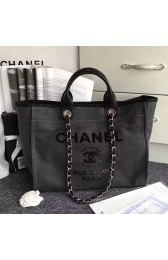 Imitation Chanel Canvas and Sequins Cubano Trip Deauville Shopping Bag Black A66941 VS08548