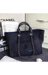 Imitation Chanel Canvas and Sequins Cubano Trip Deauville Shopping Bag Blue A66941 VS06532