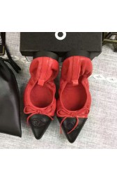 Imitation Chanel Red Sheepskin Tieks Black Pointed Toe CH1120 VS05662