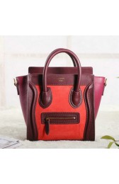 Imitation Cheap Celine Luggage Nano Boston Bag Original Suede Leather 3309 Red&Brown&Burgundy VS08904
