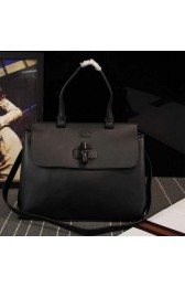 Imitation Cheap Gucci Hip Bamboo Leather Tote Bags 352110 Black VS04174
