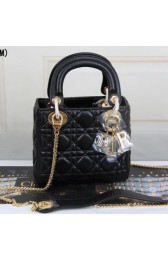 Imitation Dior mini Lady Dior Bag Original Sheeepskin Leather CD99001 Black VS01842