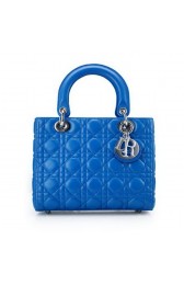 Imitation Fashion Lady Dior Bag mini Bag Blue Original Sheepskin Leather D44551 Silver VS03659