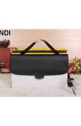 Imitation Fendi Demi Jour Bag Saffiano Leather F6070 Black&White&Yellow VS02648