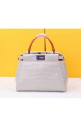 Imitation Fendi mini Peekaboo Bag Croco Leather F520885 OffWhite VS04816