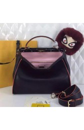 Imitation Fendi Regular Peekaboo Bag Black Calfskin v VS08275