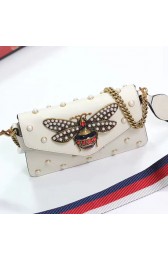 Imitation Gucci Broadway Leather Clutch White 453778 VS05703