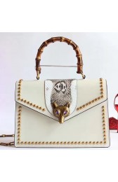 Imitation Gucci Broche Glossy Leather Top Handle Bag Off-white 466434 VS08359