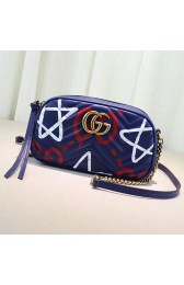 Imitation Gucci GG Marmont GucciGhost Shoulder Bag Blue 447632 VS02768