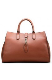Imitation Gucci Jackie Soft Leather Top Handle Bag 362970 Brown VS06346