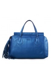 Imitation Gucci Original Leather Lady Tassel Top Handle Bag 354469 Blue VS05211