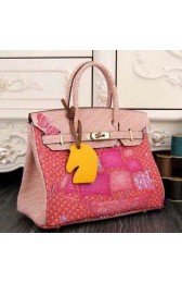 Imitation Hermes Birkin 35CM Tote Bag Painting Leather H35CO Pink VS02921