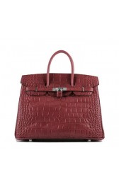 Imitation Hermes Birkin 35CM Tote Bag Red Ostrich Leather H6089 Silver VS03009