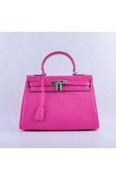 Imitation Hermes Kelly 28cm Shoulder Bags Peach Grainy Leather Silver VS05227