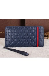 Imitation High Quality Gucci Guccissima Leather Clutch G2636 Blue VS05139