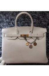 Imitation High Quality Hermes Birkin 35CM Tote Bag Litchi Leather HB35GL White VS05667