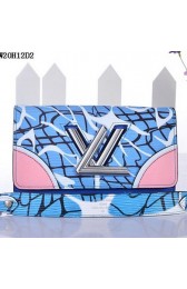 Imitation Louis Vuitton Epi Leather Twist Chain Wallet M56237 Blue VS00088