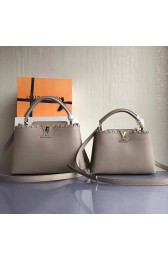 Imitation Louis Vuitton Taurillon Leather Capucines PM Grey M48864 VS03373