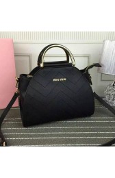 Imitation Miu Miu Calf Leather Top Handle Bag Black M6900 VS04262