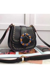Imitation Miu Miu Goat Leather Shoulder Bag Black 5BD034 VS06868
