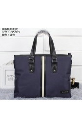Imitation Prada Fabric & Leather Briefcase P08971 Blue VS00074