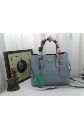 Imitation Prada Original Twin Saffiano Leather Cuir Tote BN2758 in Light Blue with Gold Hardware JJ VS01635
