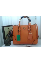 Imitation Prada Original Twin Saffiano Leather Cuir Tote BN2820 in Orange with Gold Hardware JJ VS07643