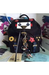 Imitation Prada Robot Fabric Backpack Black and White 1BZ677 VS04789