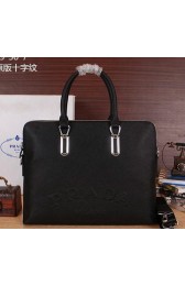 Imitation Prada Saffiano Calfskin Leather Briefcase PR66261 Black VS00336