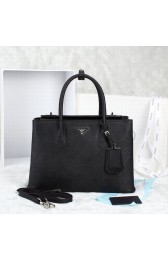 Imitation Prada Twin Saffiano Leather Cuir Tote BN2748 in Black LSS VS02899