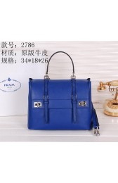 Imitation Prada Vitello Lux Flap Tote Bag BN2786 Blue VS04724