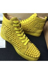 Imitation Quality Christian Louboutin Louis Spikes Flat Yellow CL1240 VS01279