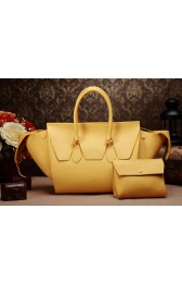 Imitation Top Celine Luggage Phantom Original Togo Leather Bags 3052 in Yellow with a Clutch Bag YD VS04730