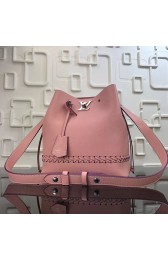 Imitation Top Louis Vuitton Soft calfskin Lockme Bucket Pink M54681 VS01795