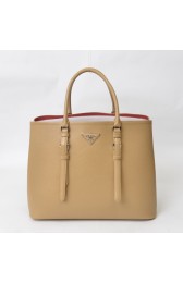 Imitation Top Prada Twin Saffiano Leather Cuir Large Tote BN2820 in Apricot with Silver Hardware XZ VS01261