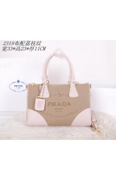 Knockoff 1:1 Prada Tessuto Canvas Leather Tote Bag BN2319 Beige VS02671