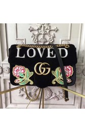 Knockoff AAA Gucci GG Marmont Embroidered Velvet Bag Black 443496 VS04169