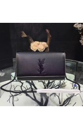Knockoff AAAAA Saint Laurent Gourmette Chain Shoulder Bag in Black Grained Leather 354118 VS04385