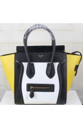 Knockoff Celine Luggage Micro Boston Bag Original Leather CT3308M White&Black&Yellow VS04036