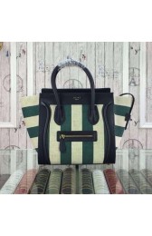 Knockoff Celine Luggage Mini Tote Bag Fabric CTA3308 Black&Green&White VS08136