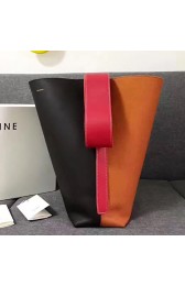 Knockoff Celine Twisted Cabas in Black and Brown Smooth Calfskin 030403 VS02572