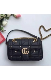 Knockoff Gucci GG Marmont Matelasse Shoulder Bag Black 443497 VS04995